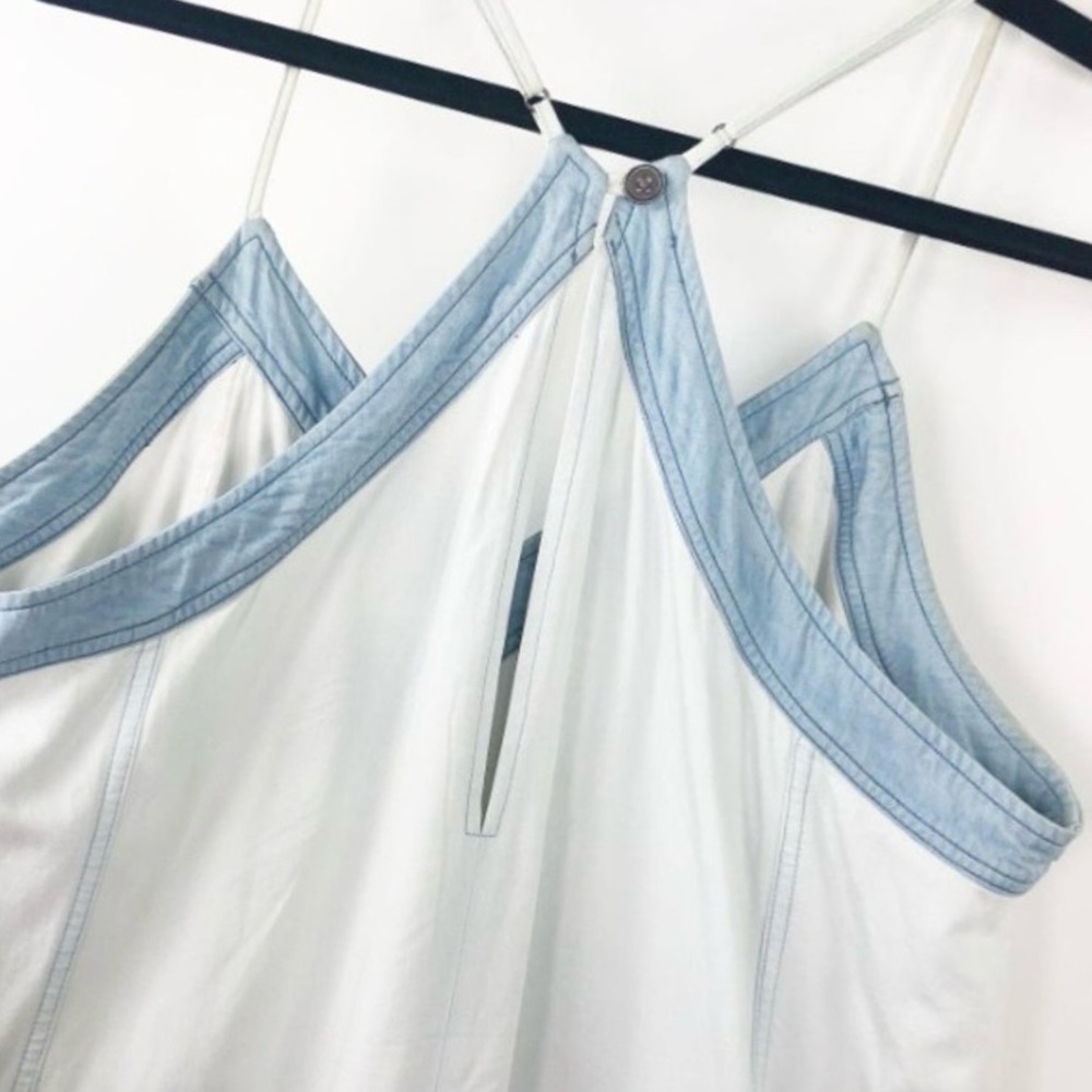 ADDISON Wyton A-Line Racerback V-Neck Light Wash Chambray Dress - Picture 10 of 14
